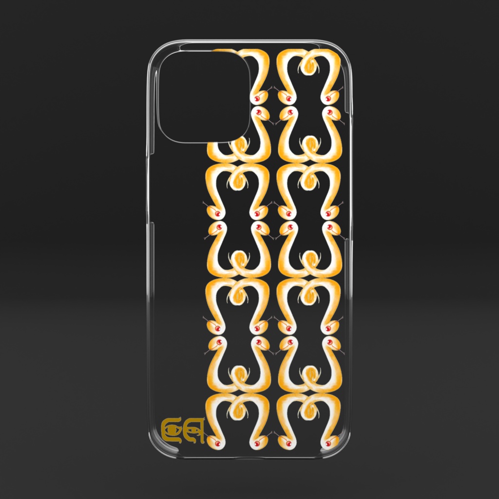 金の蛇ダマスク風ラインデザインiPhoneケース