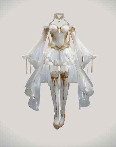 Fancy white and gold dress – FBX For Avart of Unity/Blender/VRChat
