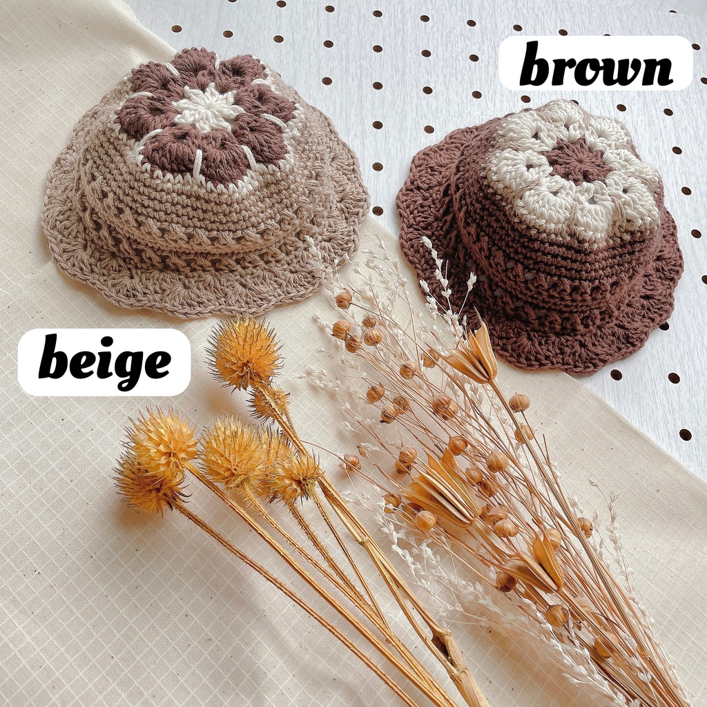 フラワーモチーフの透かし編み帽子 - sanninbeya-a - BOOTH