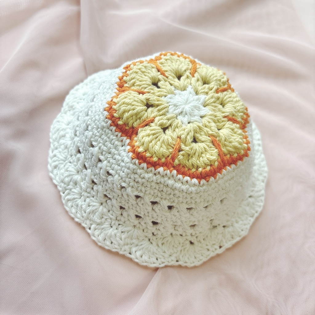 【新色】フラワーモチーフの透かし編み帽子