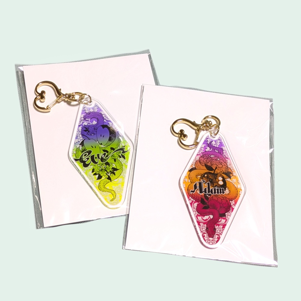 モーテルキー型アクリルキーホルダー　Adam/Eve