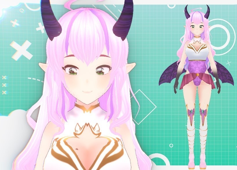 Pink Dragon - 3D Model + Ref sheet - vTuber Adoptable