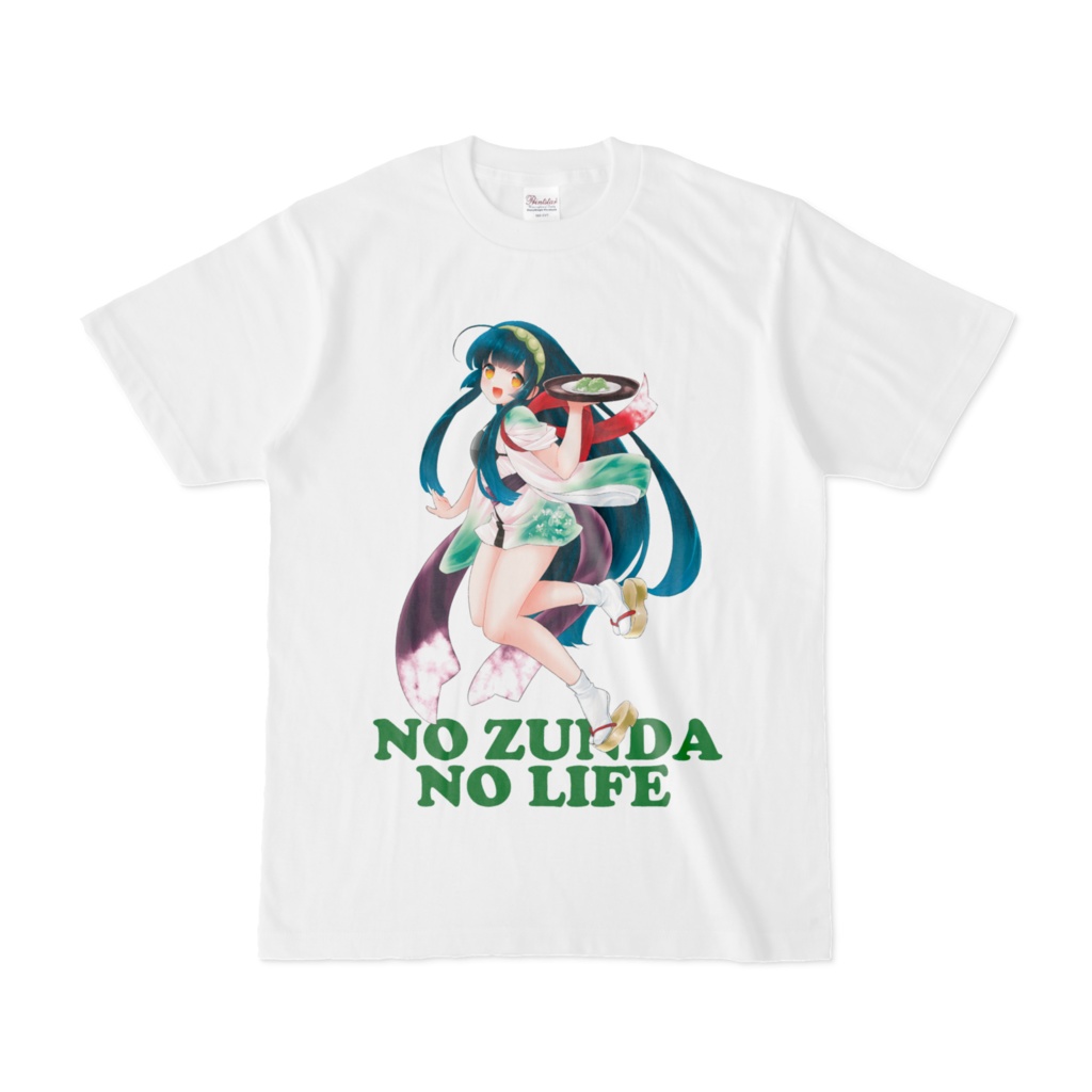 NO ZUNDA NO LIFE 東北ずん子の白いTシャツ（S,M,L,XL)