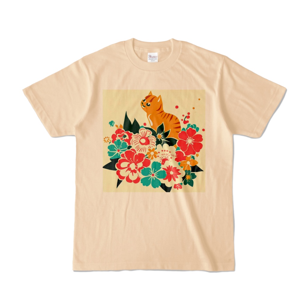 昭和の花と猫・Tシャツ