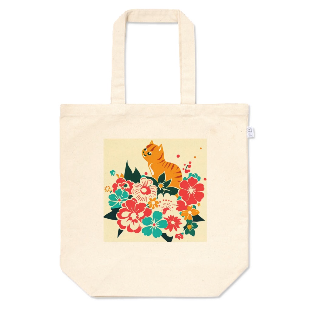 昭和の花と猫・トートバッグ