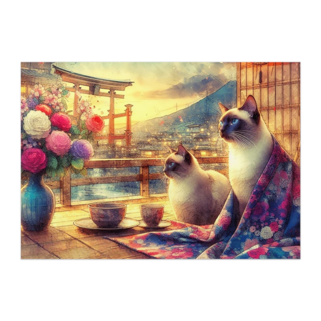 日本のシャム猫・アートポスター