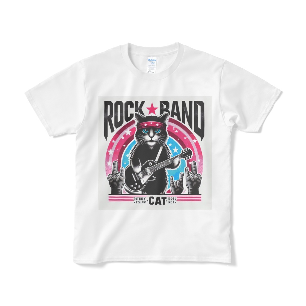 猫ロックバンドTシャツ