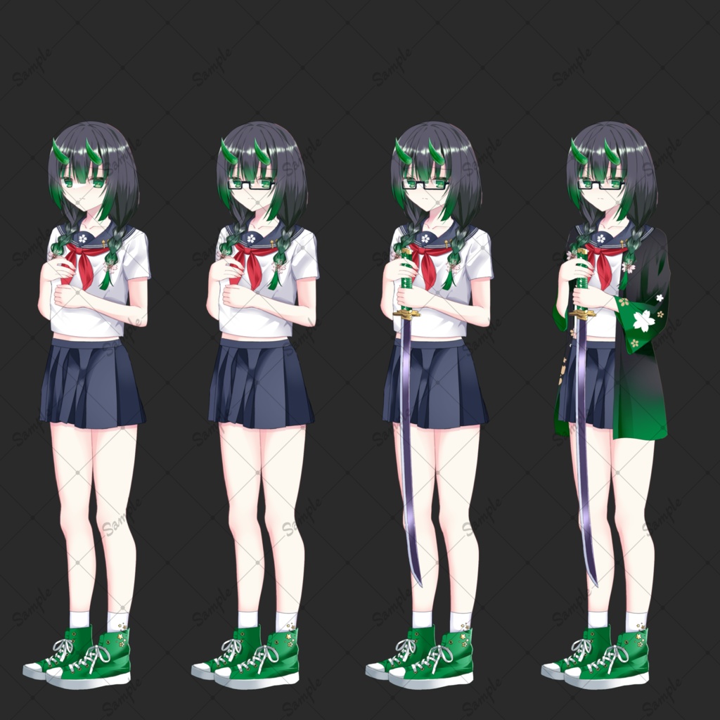 【無料版/有料版】緑鬼の少女・立ち絵素材