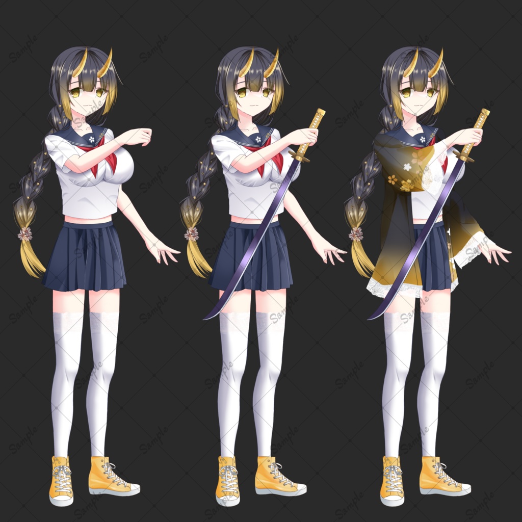 【無料版/有料版】黄鬼の少女・立ち絵素材