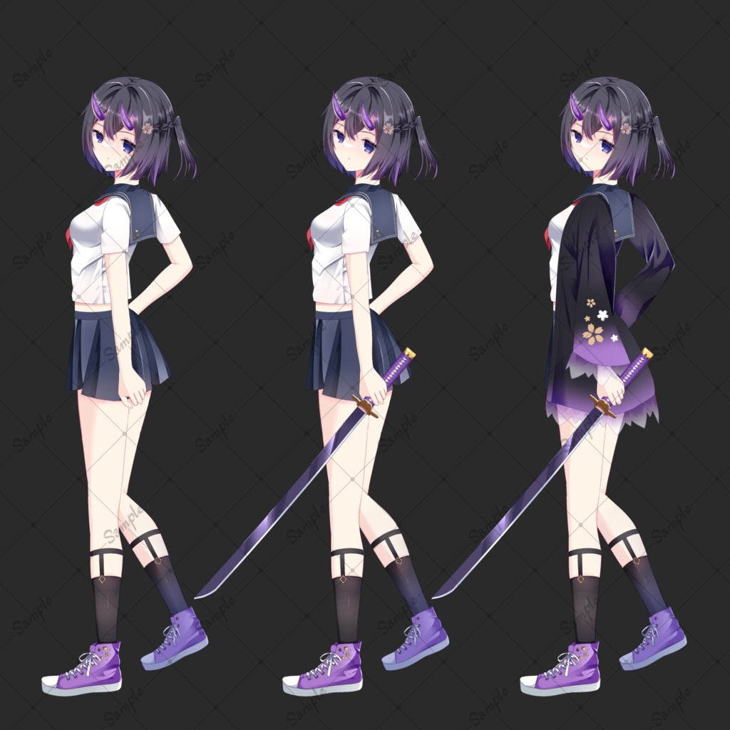 【無料版/有料版】紫鬼の少女・立ち絵素材