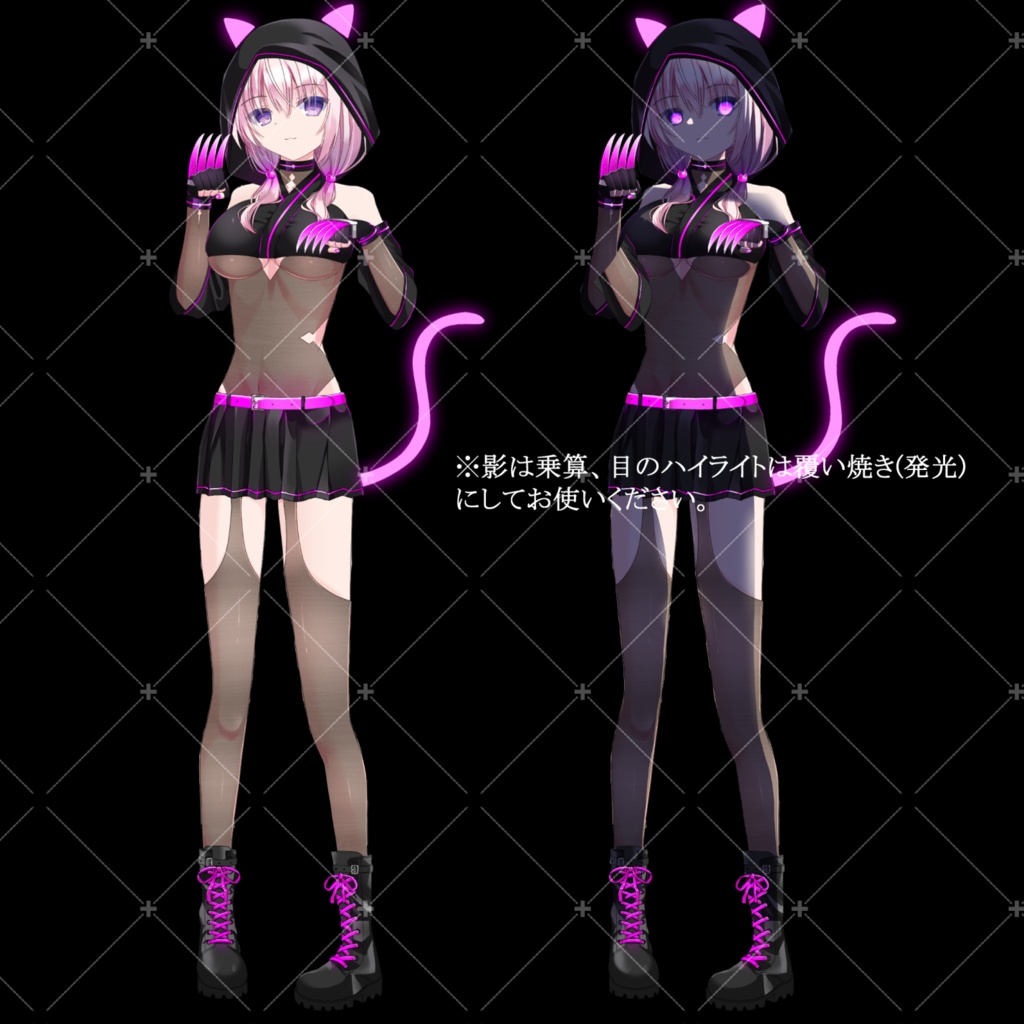 ネオンくノ一(ピンク)・立ち絵素材_表情10種