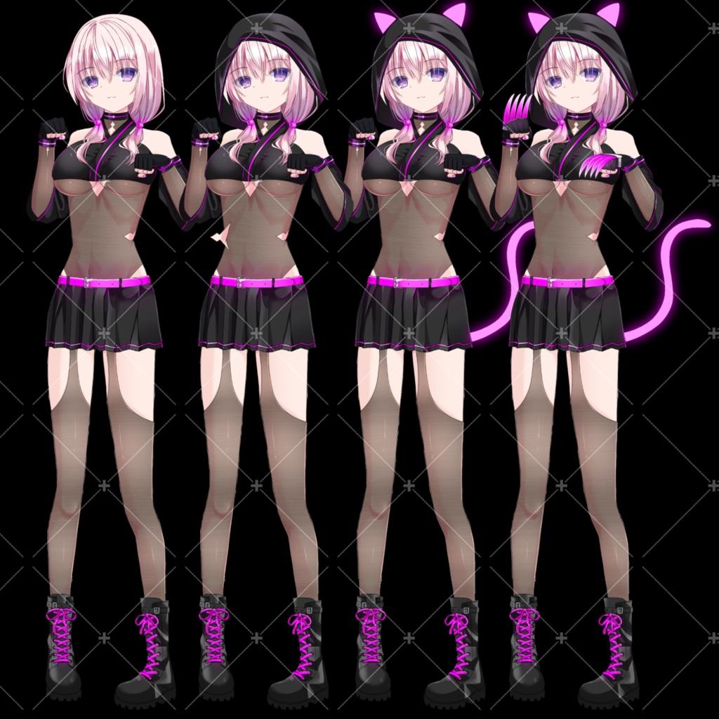 ネオンくノ一(ピンク)・立ち絵素材_表情10種