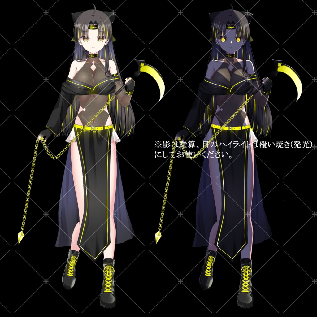 ネオンくノ一(イエロー)・立ち絵素材_表情10種