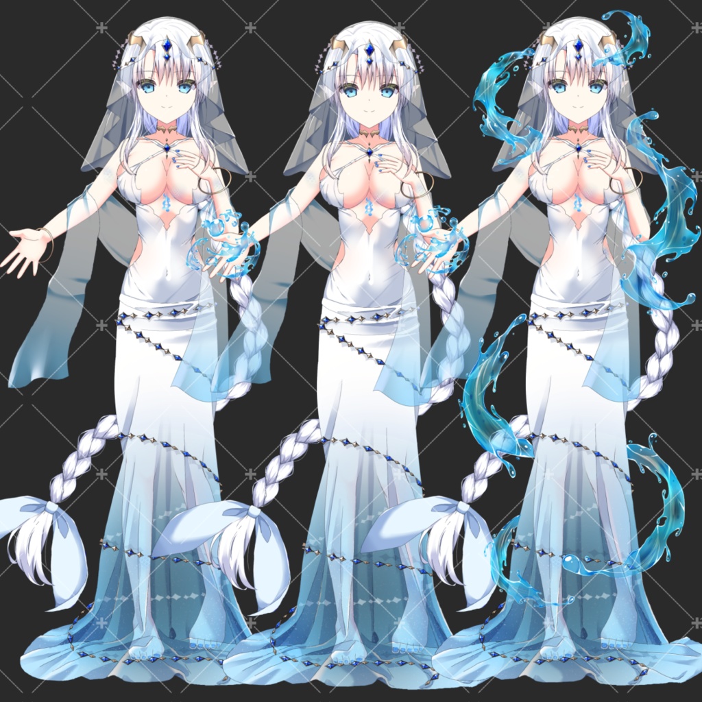 水の精霊・立ち絵素材_表情7種