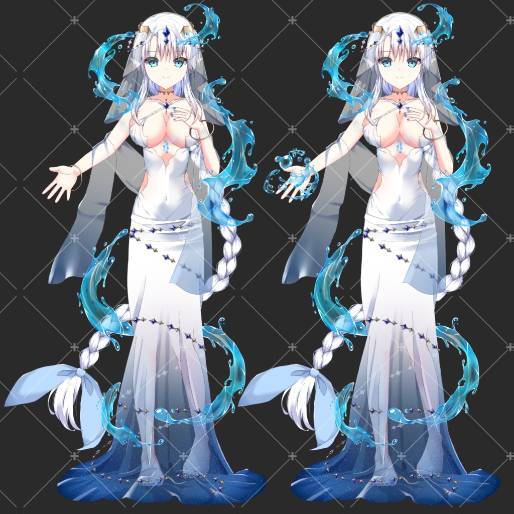 水の精霊・立ち絵素材_表情7種