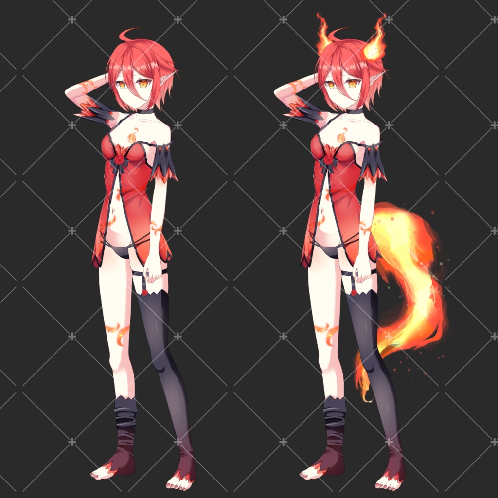 炎の精霊・立ち絵素材_表情7種