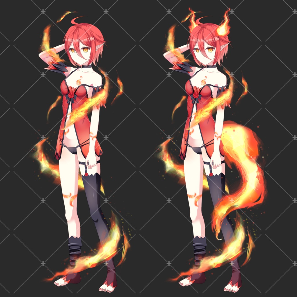 炎の精霊・立ち絵素材_表情7種