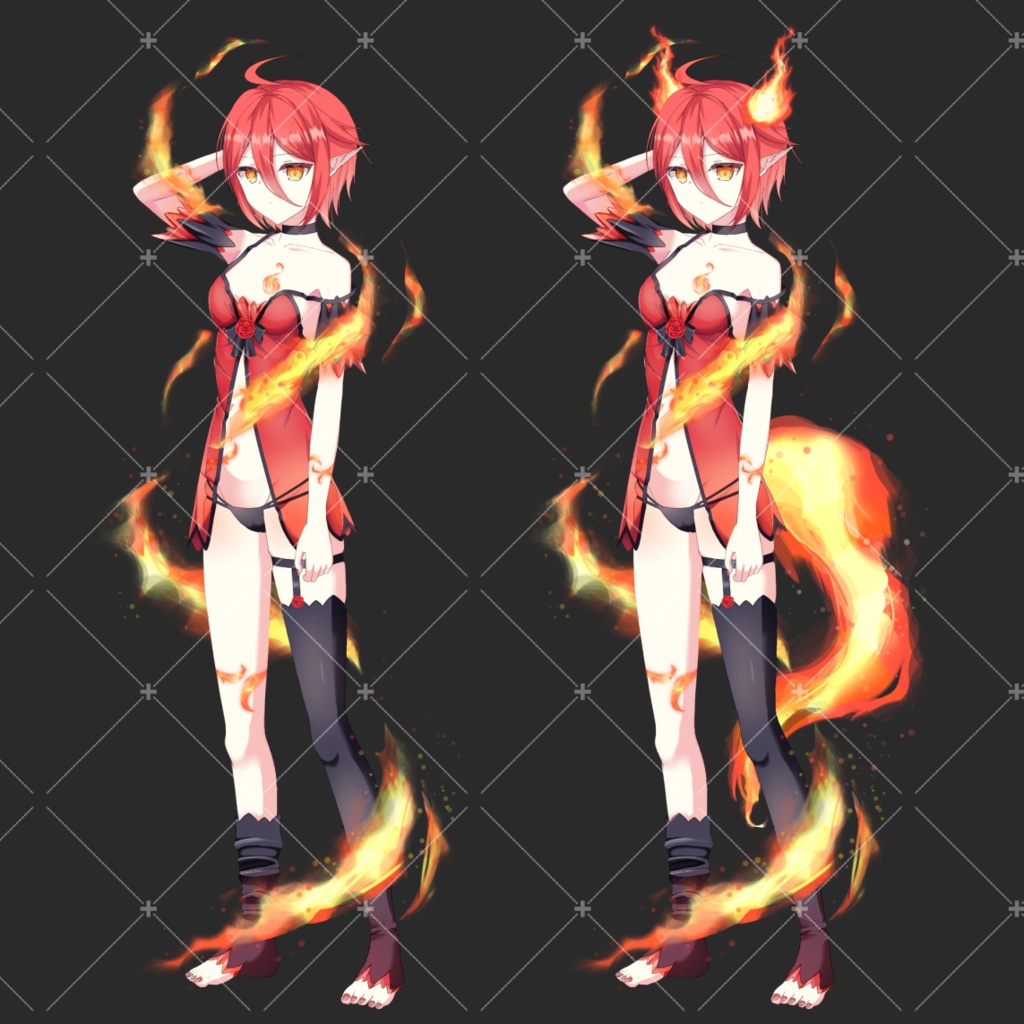 炎の精霊・立ち絵素材_表情7種