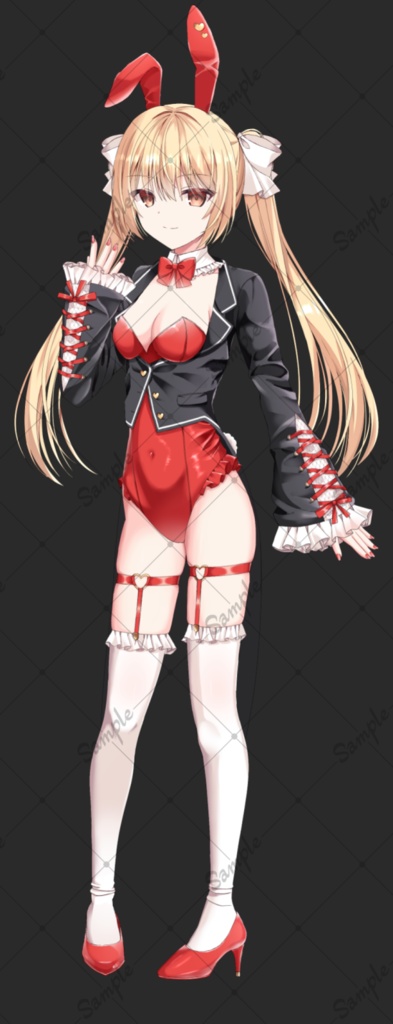 バニーガール(赤)・立ち絵素材_表情9種