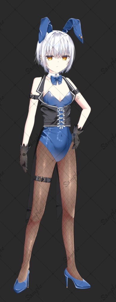 バニーガール(青)・立ち絵素材_表情9種