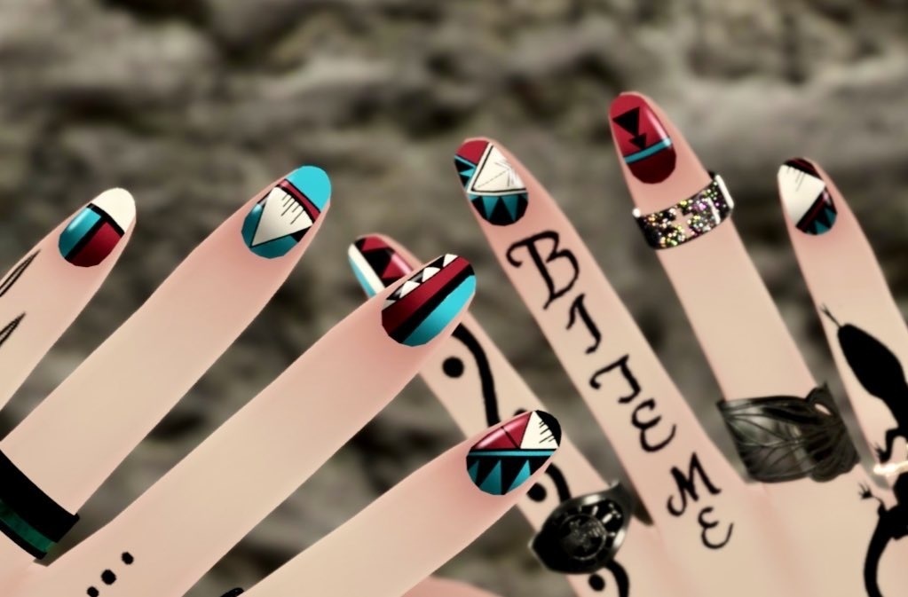 【VRC想定】ネイルテクスチャ ネイティブアメリカン風 7アバター対応データ有