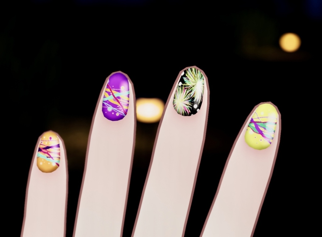 夏祭りネイルセット✨【VRC想定】5アバター対応データ有