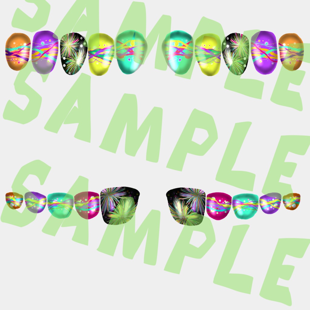 夏祭りネイルセット✨【VRC想定】5アバター対応データ有