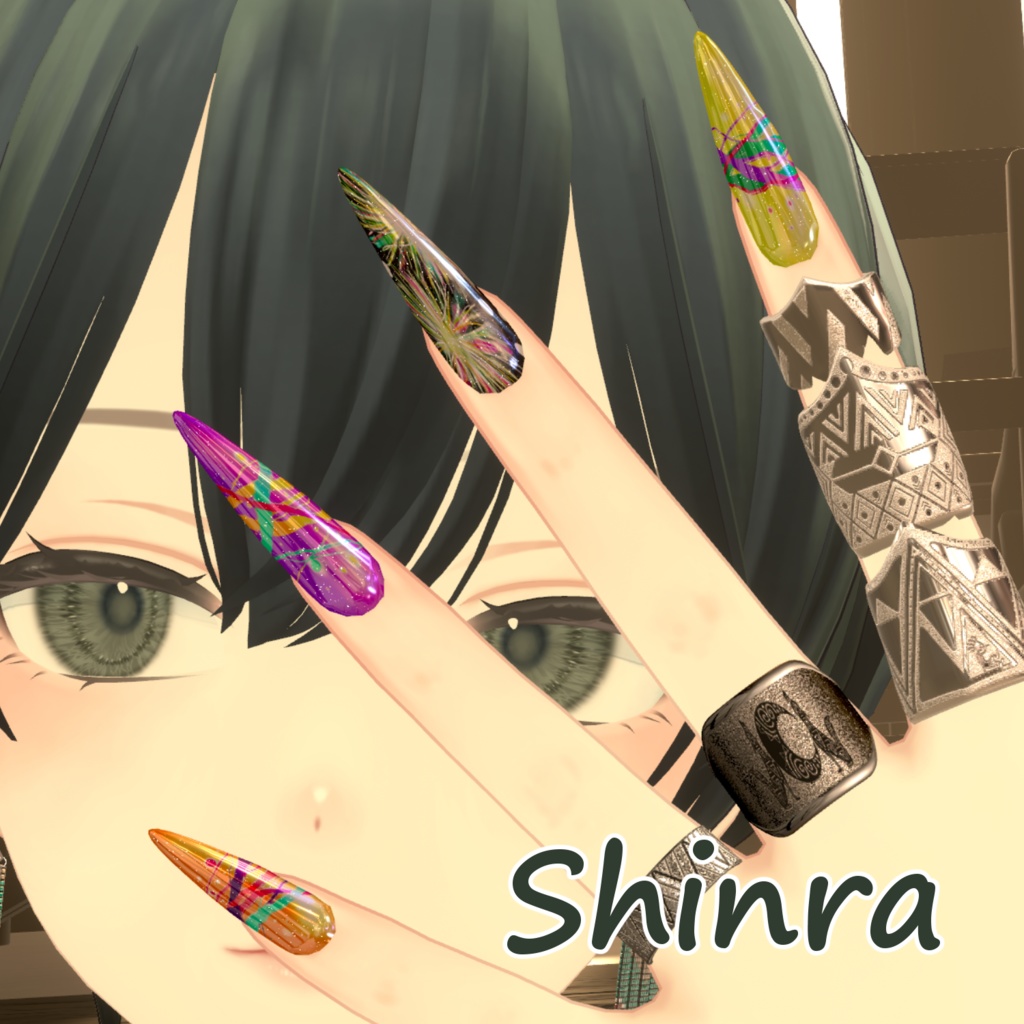 【MA対応】ネイルチップ・ネイルテクスチャセット 販売可※注意事項有【VRC想定】9アバターMA対応済