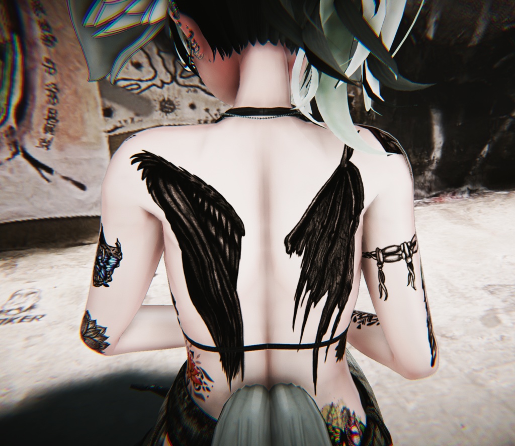 背中羽根Tattoo【VRC想定】仙猫・豺狼専用PNG有
