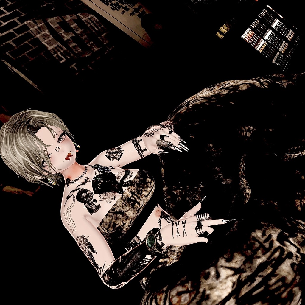 ThreeWiseMonkeysTattoo【VRC想定】仙猫・豺狼・SHRI調整済みテクスチャ同封