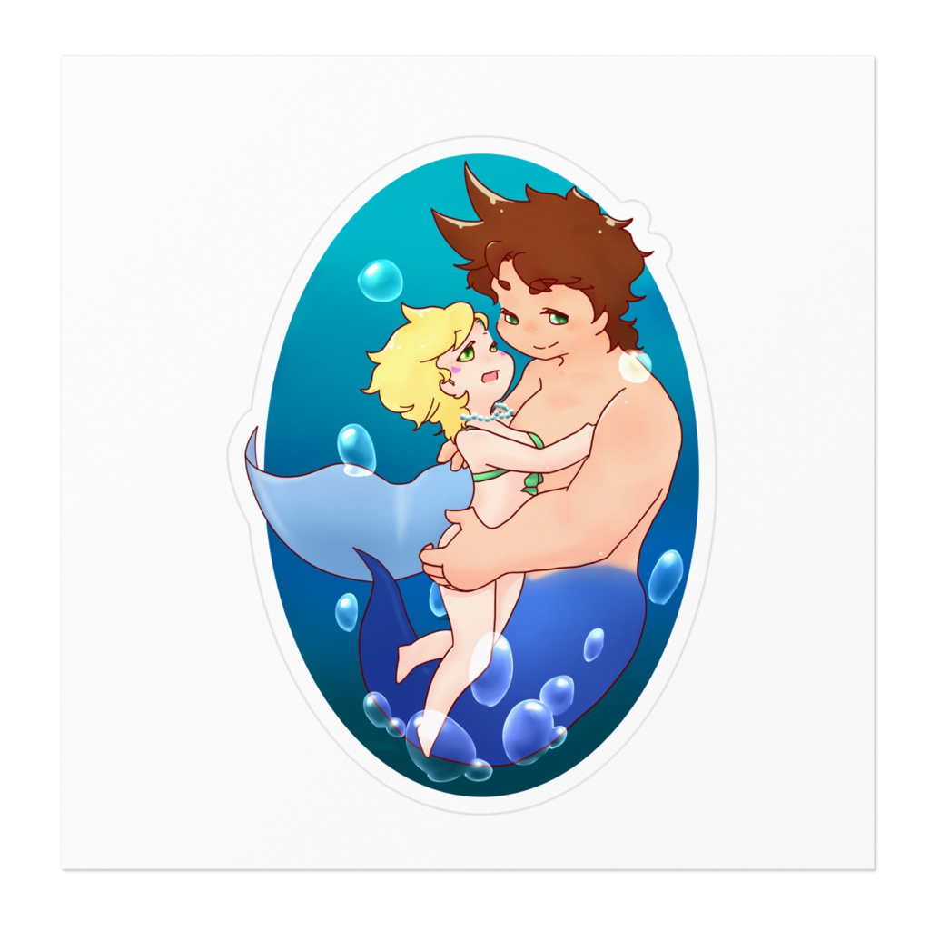 人魚ジョセフとシーザー♀ステッカー(ホワイト)