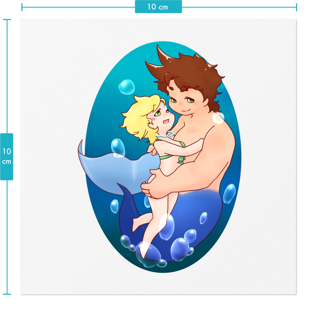 人魚ジョセフとシーザー♀ステッカー(クリア)