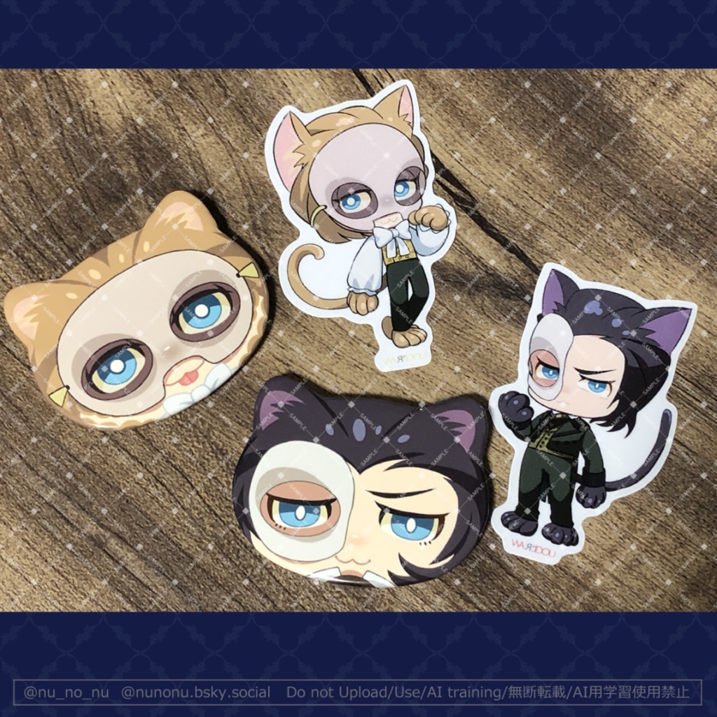 猫耳缶バッチ&フレークシールセット