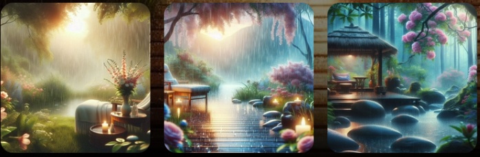 Enchanted Rainy Garden – Healing Wallpaper Set of 3