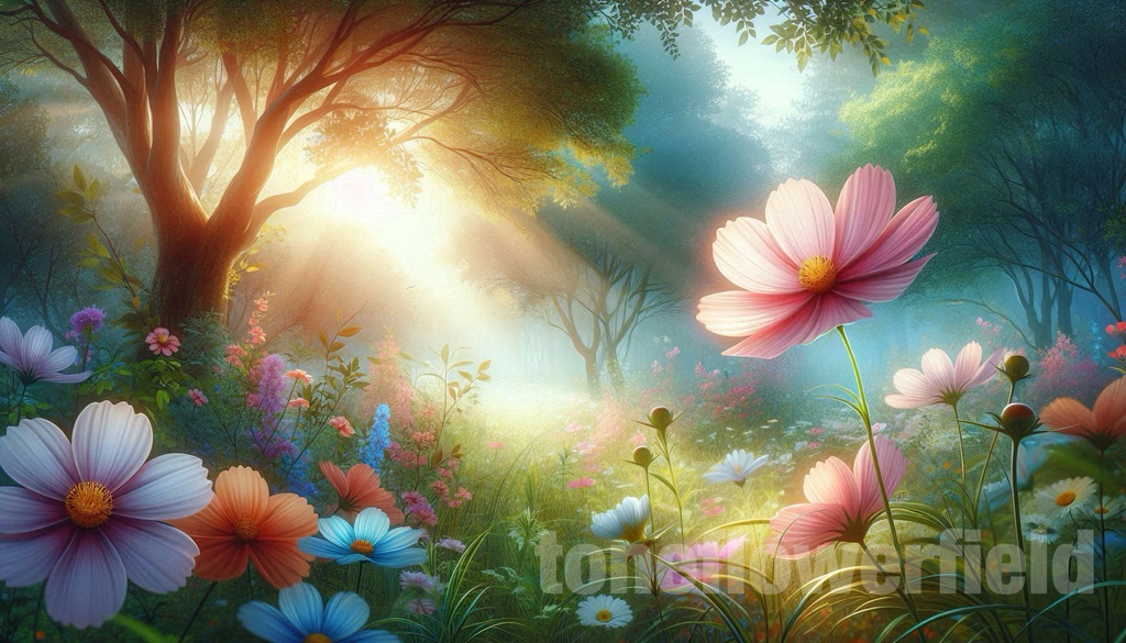Sunlit Blossom Meadow