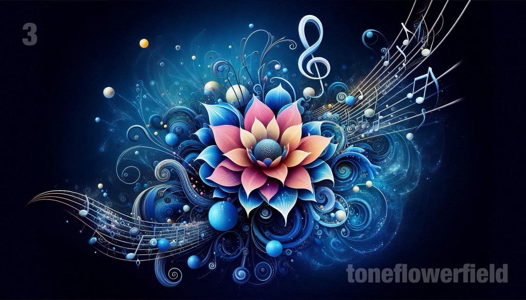 Mystical Musical Blossom - Blue Lotus Digital Art Collection with Dancing Notes