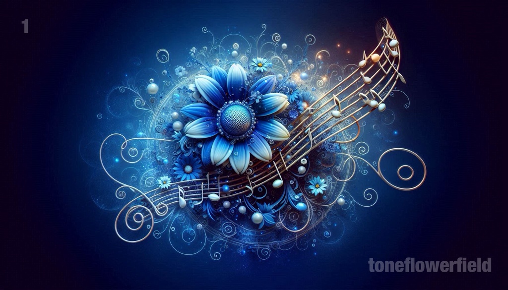 Mystical Musical Blossom - Blue Lotus Digital Art Collection with Dancing Notes