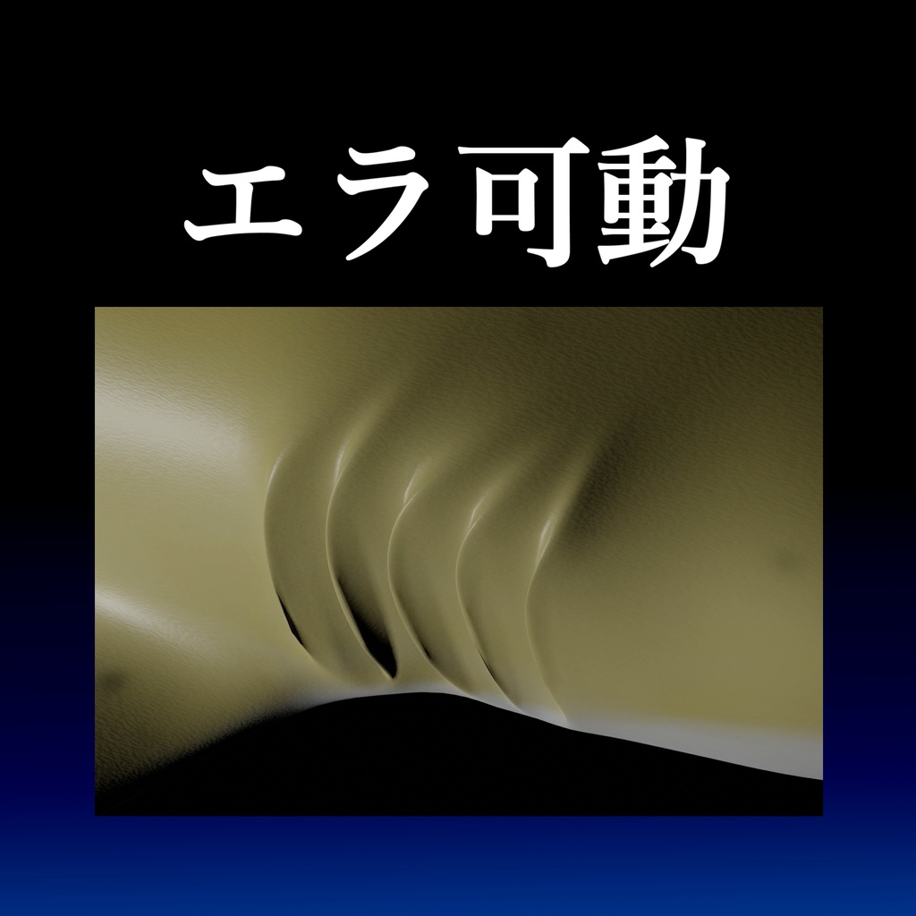 【サメ:シロワニ】のリアル3Dモデル/サメ体工学/全身可動/アゴ射出可動/エラ可動/遊泳アニメーション設定済