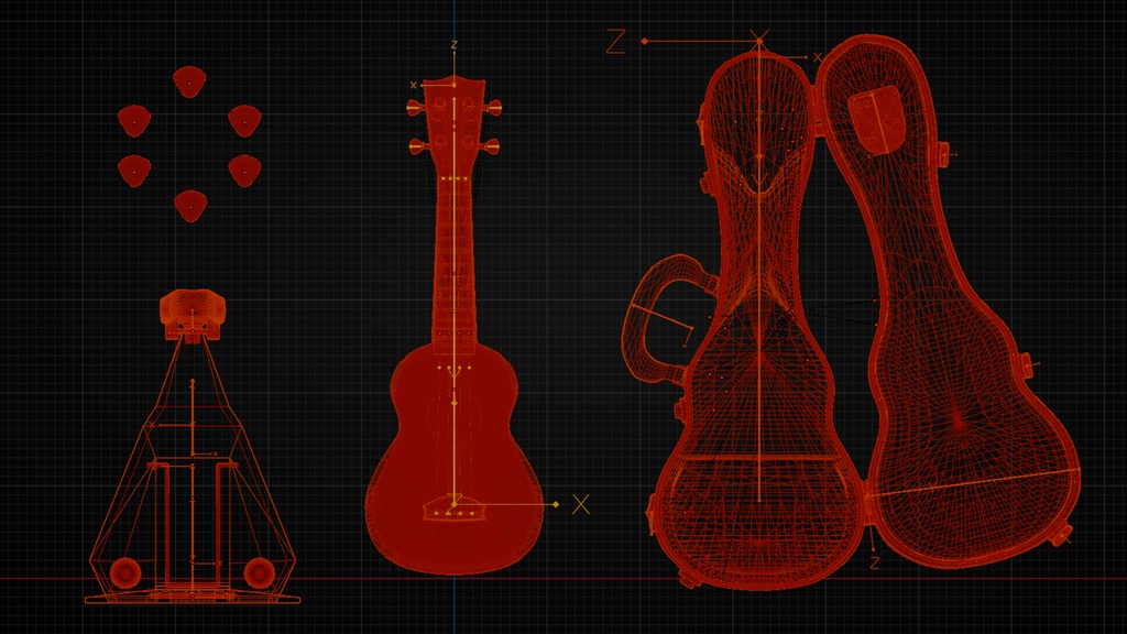 【3DCG・ウクレレ】HMシリーズ/全域可動/専用ケース・スタンド・ピック付/アニメーションデータ付/CLIP STUDIO対応