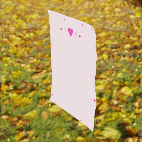 【3D素材】青春の紙飛行機レター(A4実寸/可動)