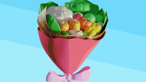 【3D】3月の花のウェディングブーケ+ベジタブルブーケ