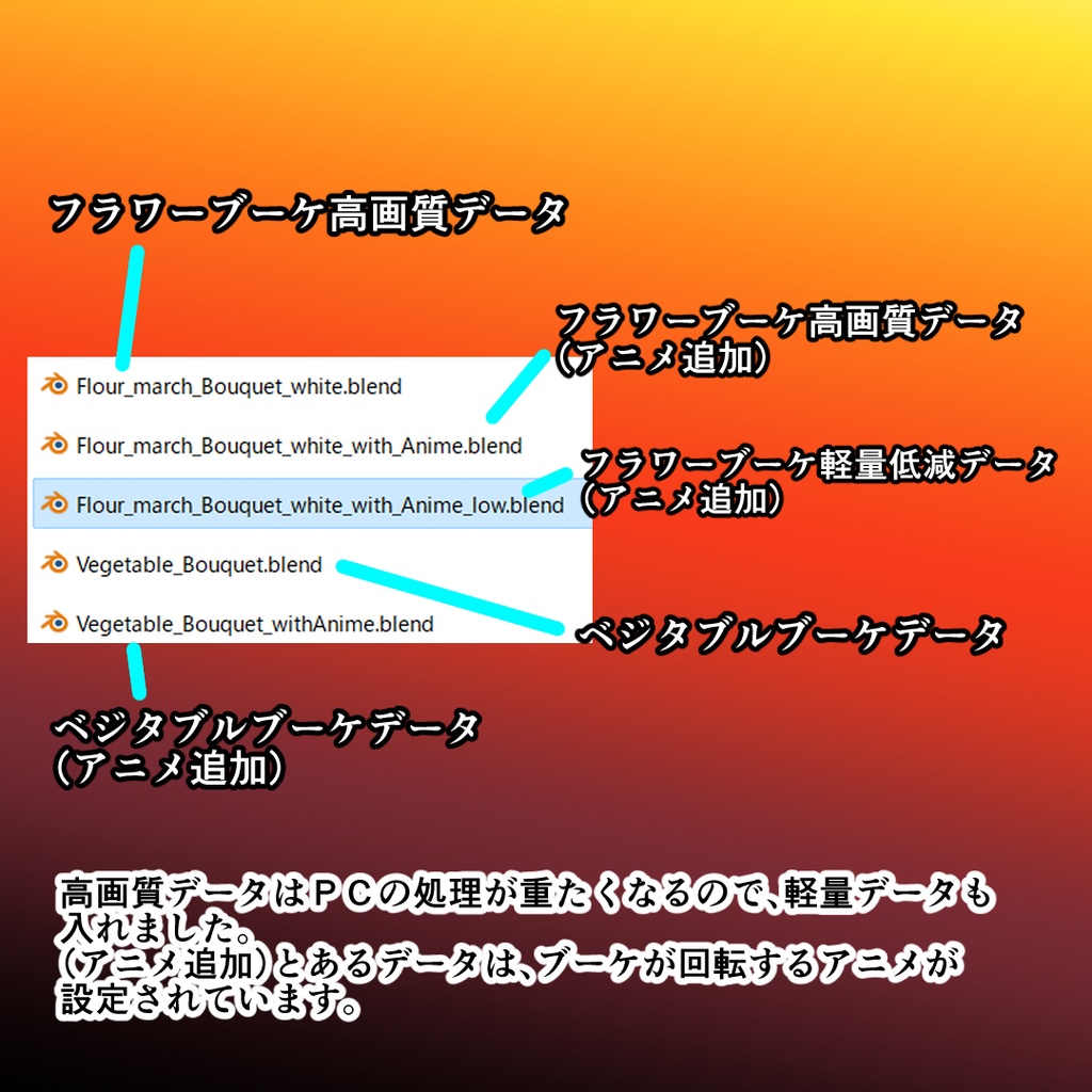 【3D】3月の花のウェディングブーケ+ベジタブルブーケ