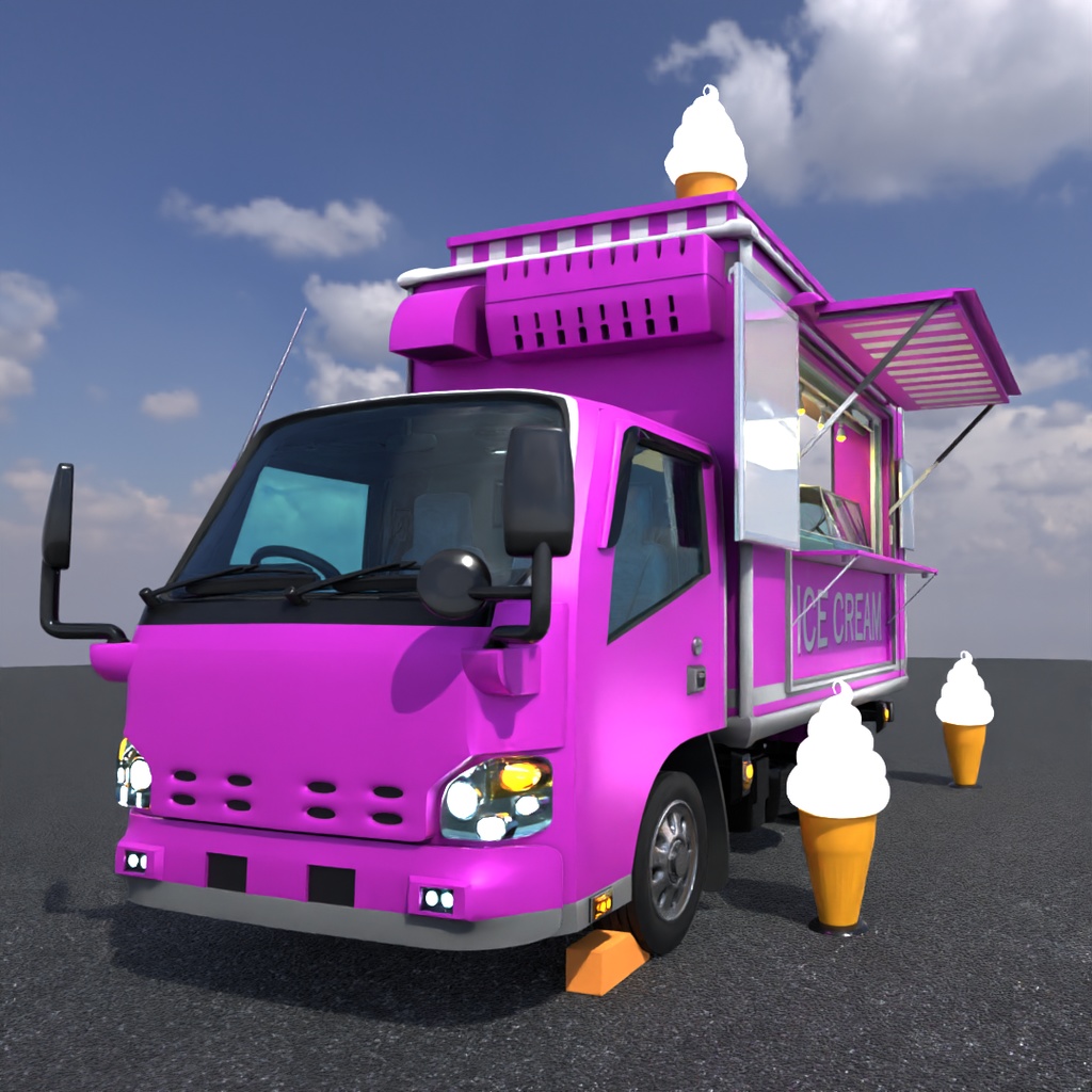 アイスクリーム販売車ver1.0(3D) /Blender・クレジット不要・商用可
