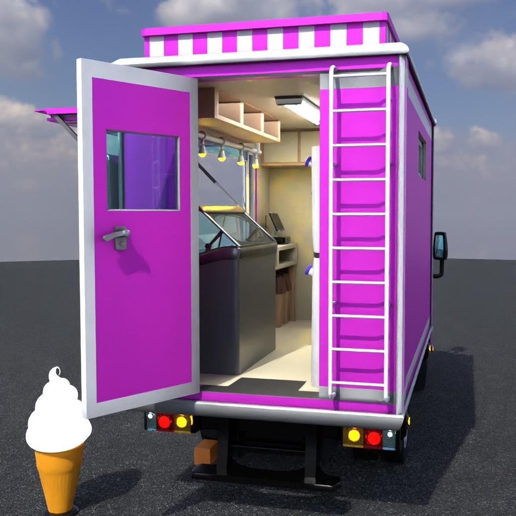 アイスクリーム販売車ver1.0(3D) /Blender・クレジット不要・商用可