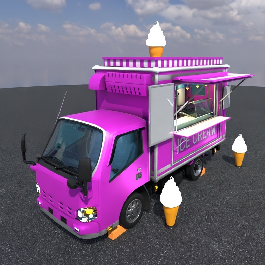 アイスクリーム販売車ver1.0(3D) /Blender・クレジット不要・商用可