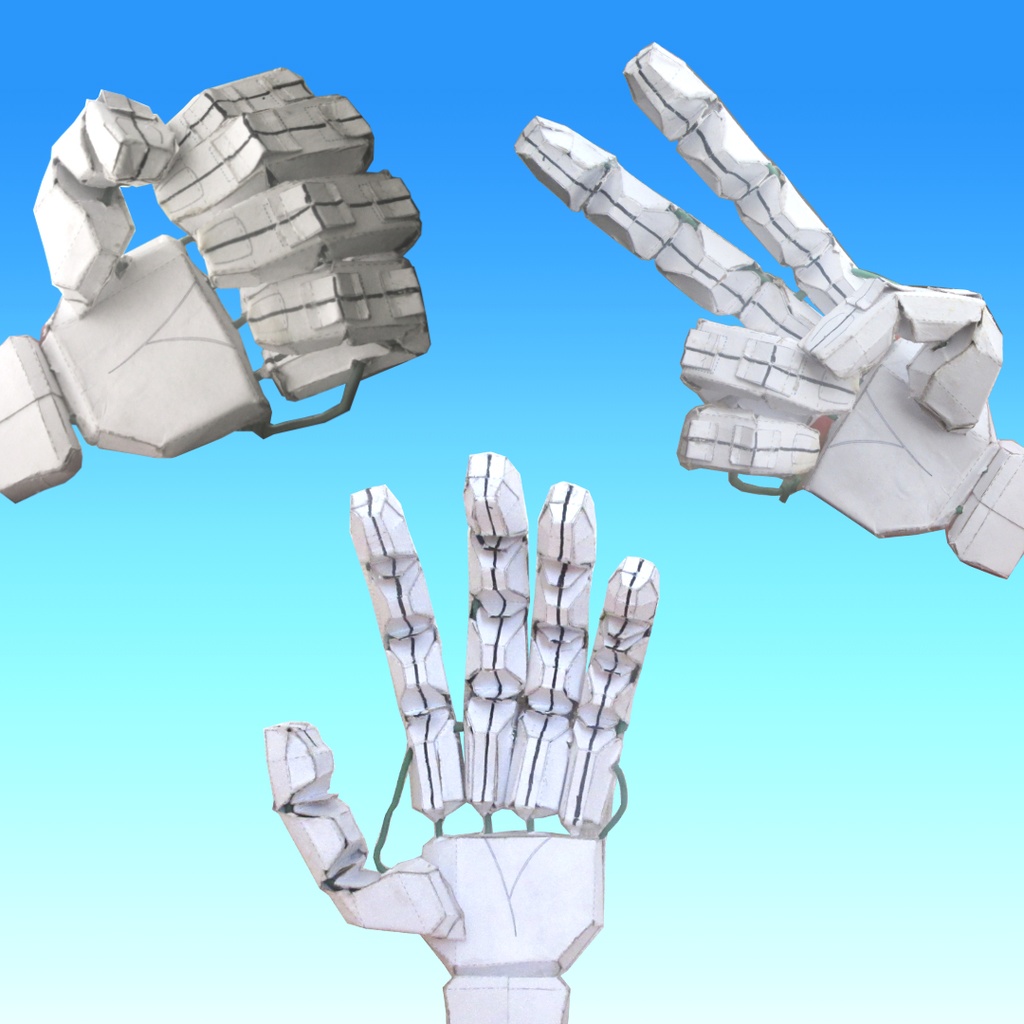 ハンドモデル展開図データ(ペーパークラフト展開図/商用可/トレース自由)