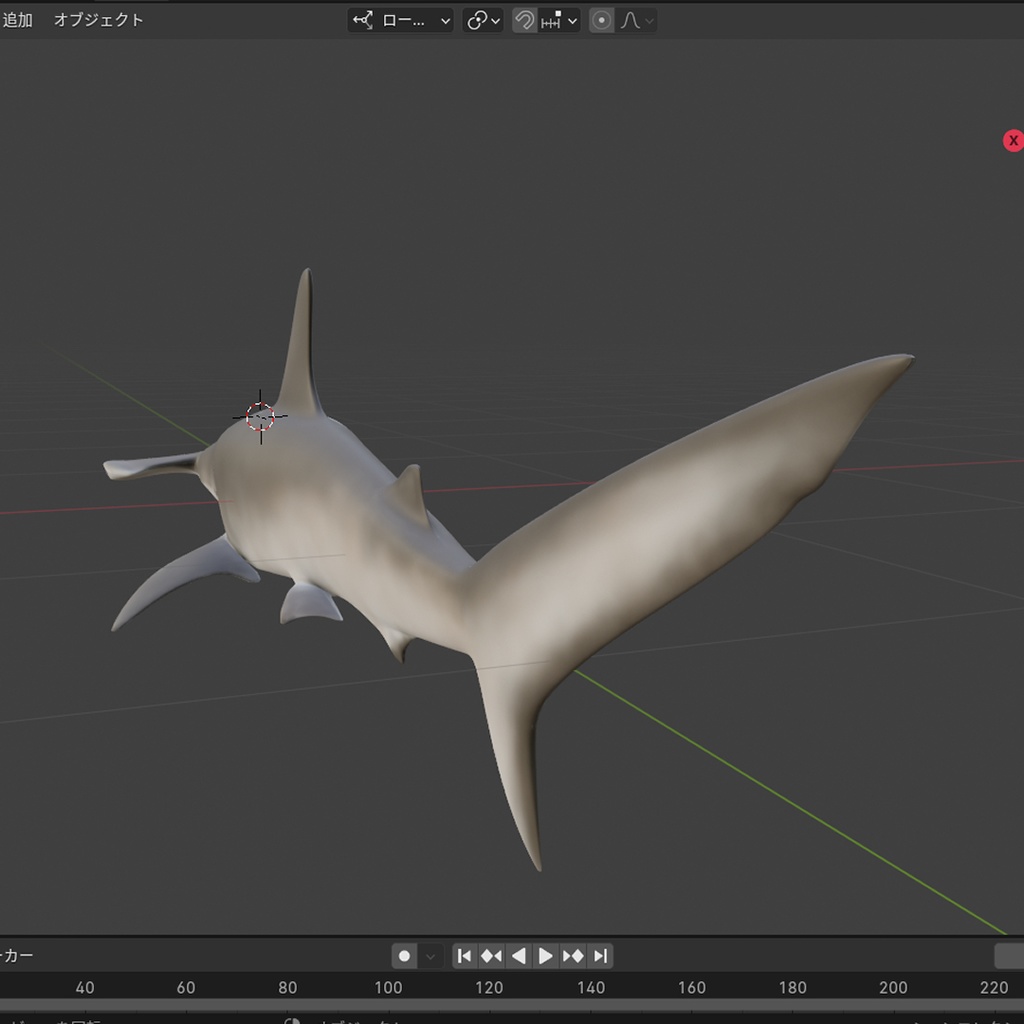 3D シュモクザメ ver2.0 (全身可動/Blender/FBX/サメシリーズ)