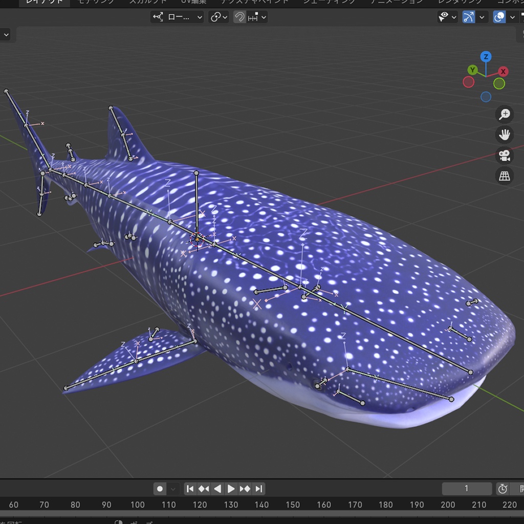 3D ジンベエザメ ver1.0.0 (全身可動/Blender/FBX/サメシリーズ)