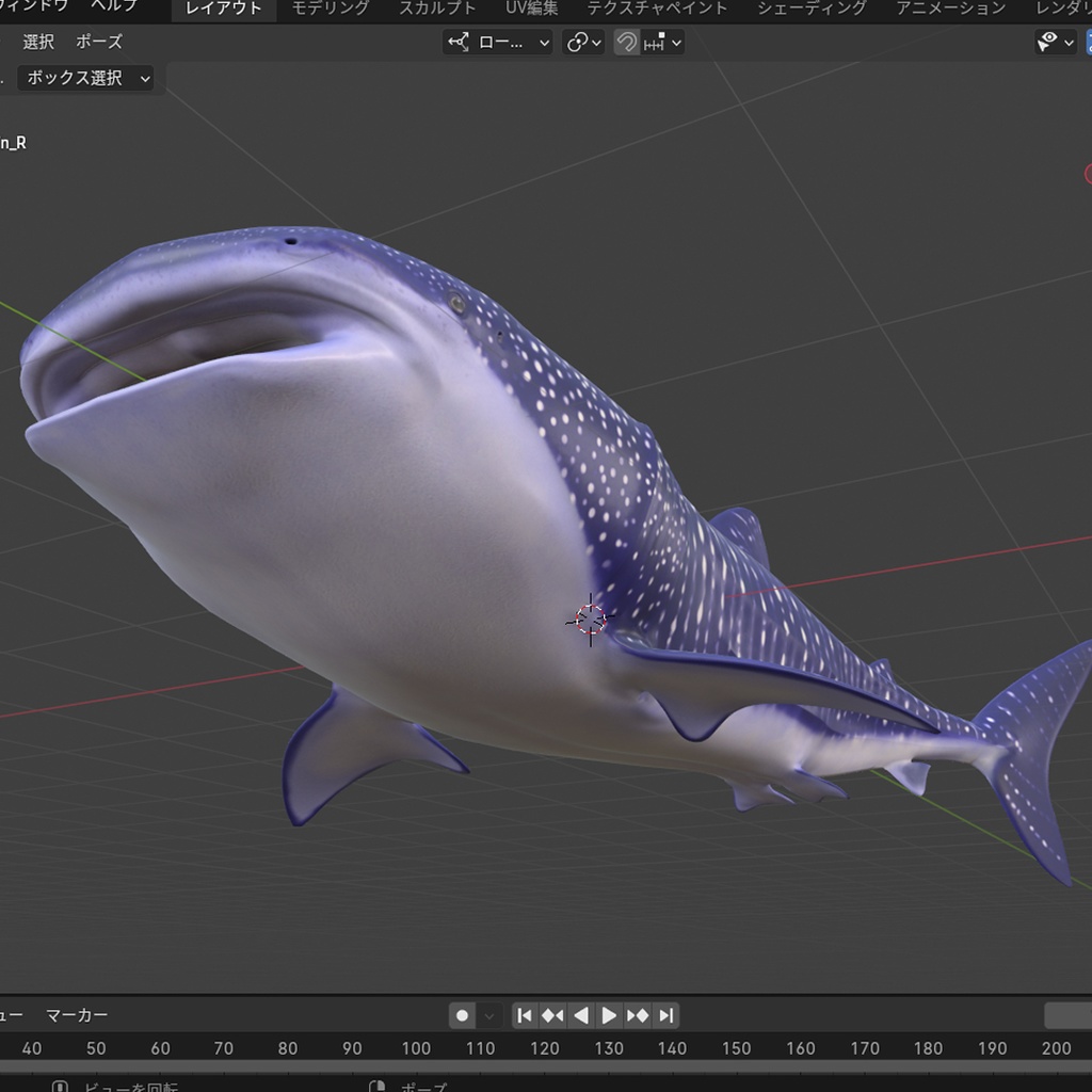 3D ジンベエザメ ver1.0.0 (全身可動/Blender/FBX/サメシリーズ)