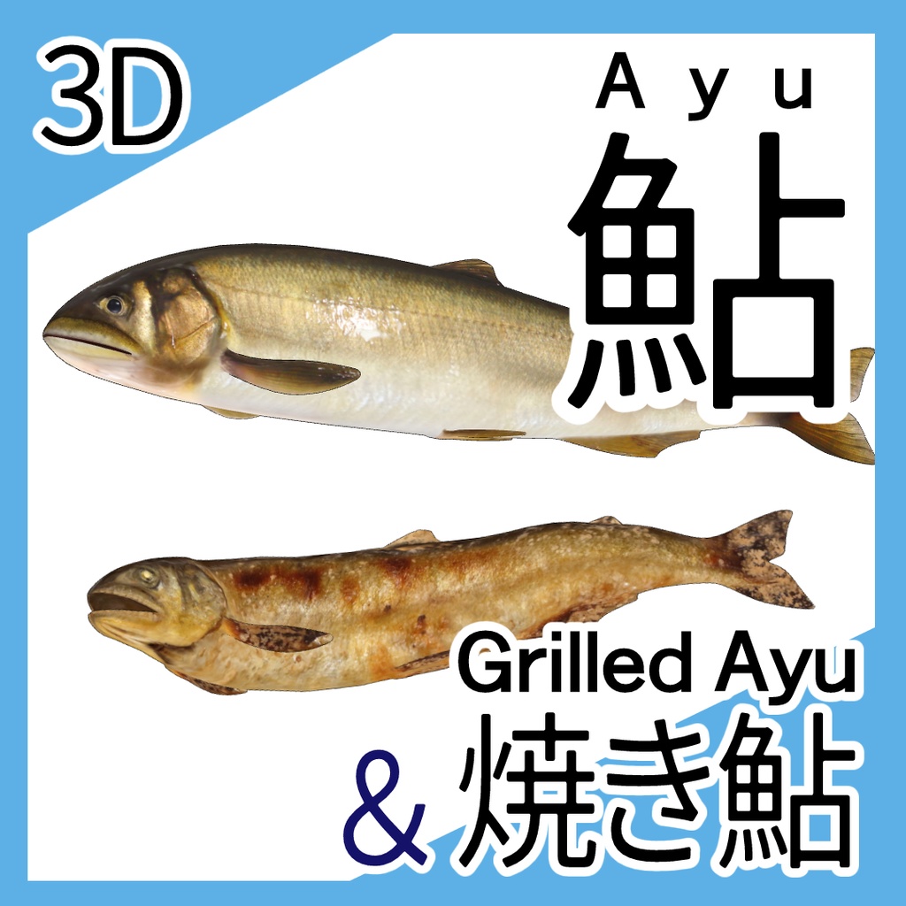 3D鮎（全身可動／リアル／お魚シリーズ／FBX／Blender／CLIPSTUDIO）